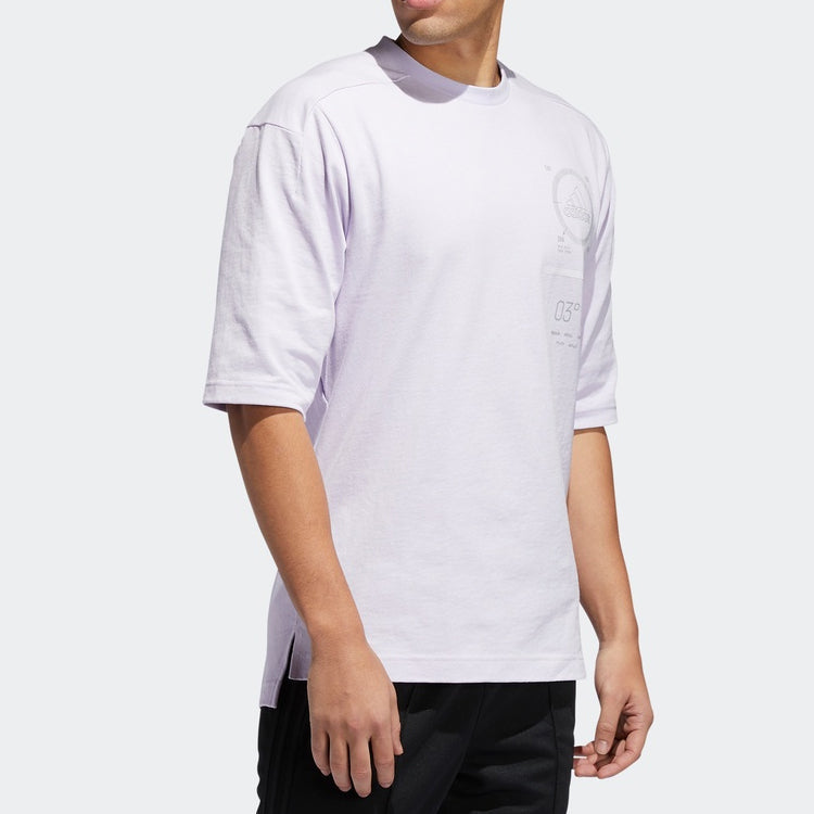 adidas Sports Round Neck Short Sleeve Purple FT2778