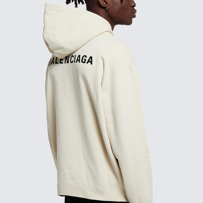 Balenciaga Back Logo Hoodie Regular Fit 'Off White' 600583TMVF5-9069