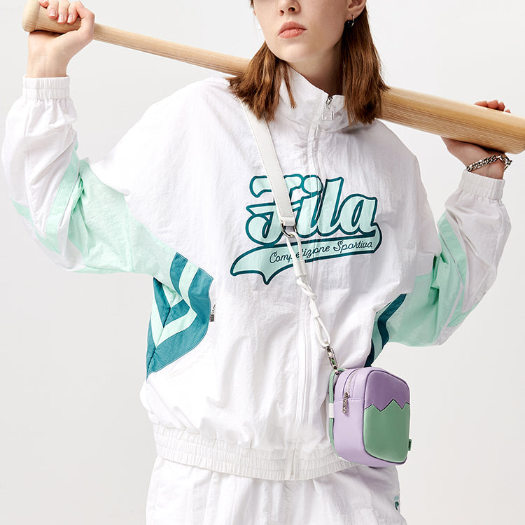 FILA FUSION Logo Printing Contrasting Colors Woven Jacket White T11W122701F-WT