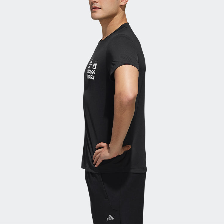 adidas XPLR Rock Tee Alphabet Printing Outdoor Casual Sports Short Sleeve Black FI9132