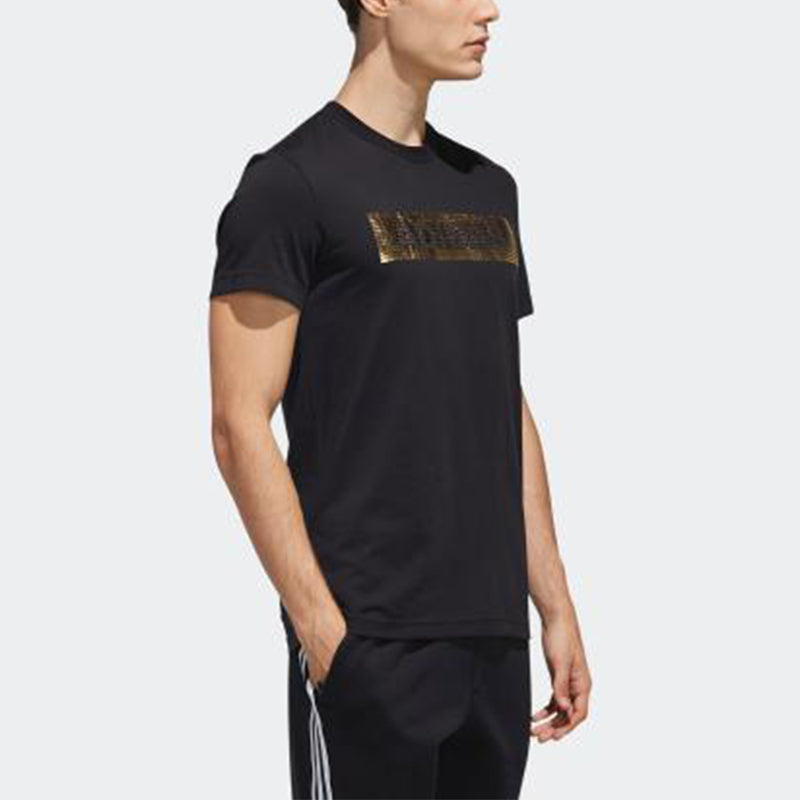 adidas Ai Gfx Ss Foil Sports Bronzing Printing Round Neck Short Sleeve Black EH3814