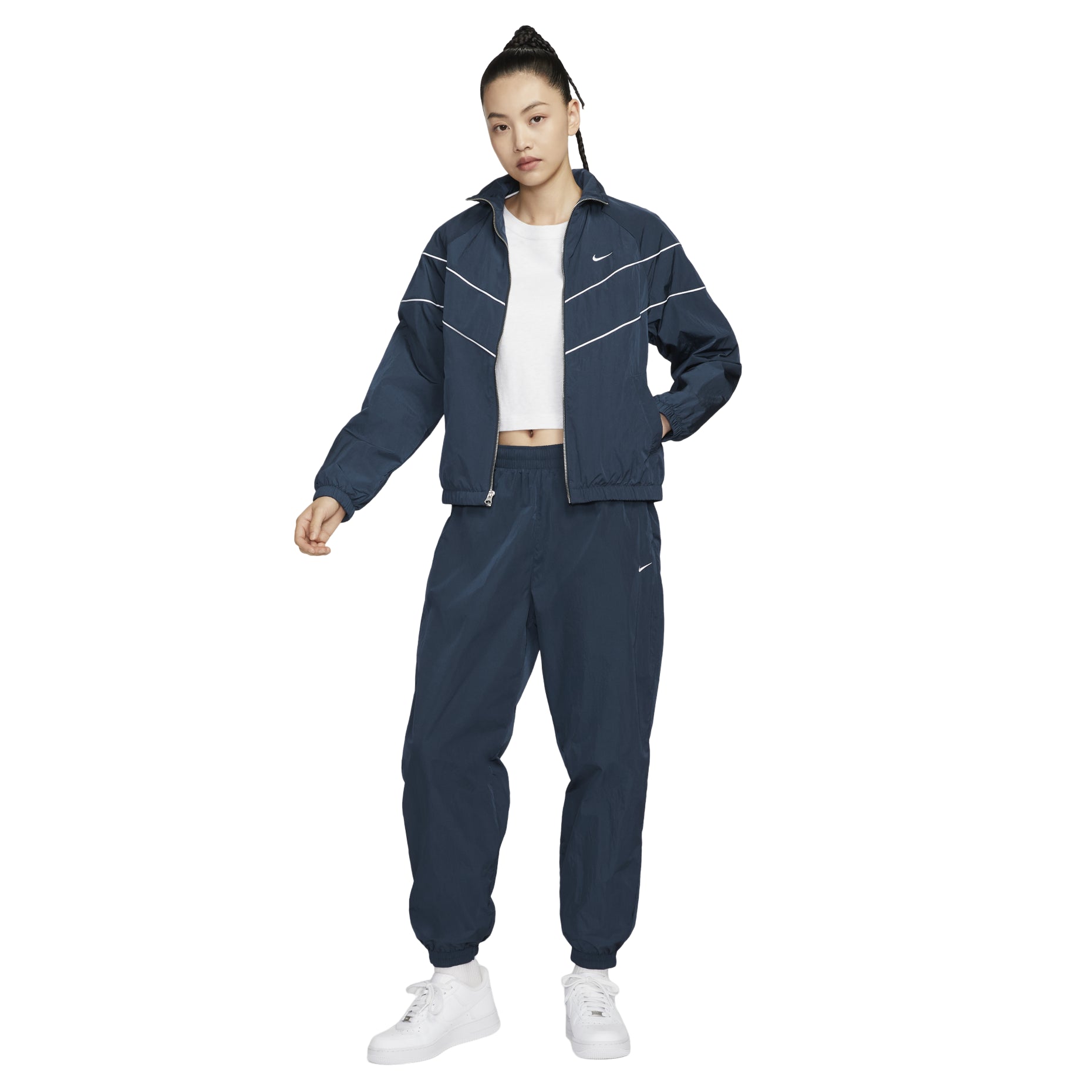 (WMNS) Nike Windrunner Loose UV Woven Full-Zip Jacket Asia Sizing 'Armory Navy White' FV6305-480