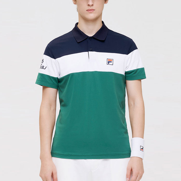 FILA Athletics Embroidery Logo Color Contrast Short Sleeve Polo Blue A11M133159F-NV