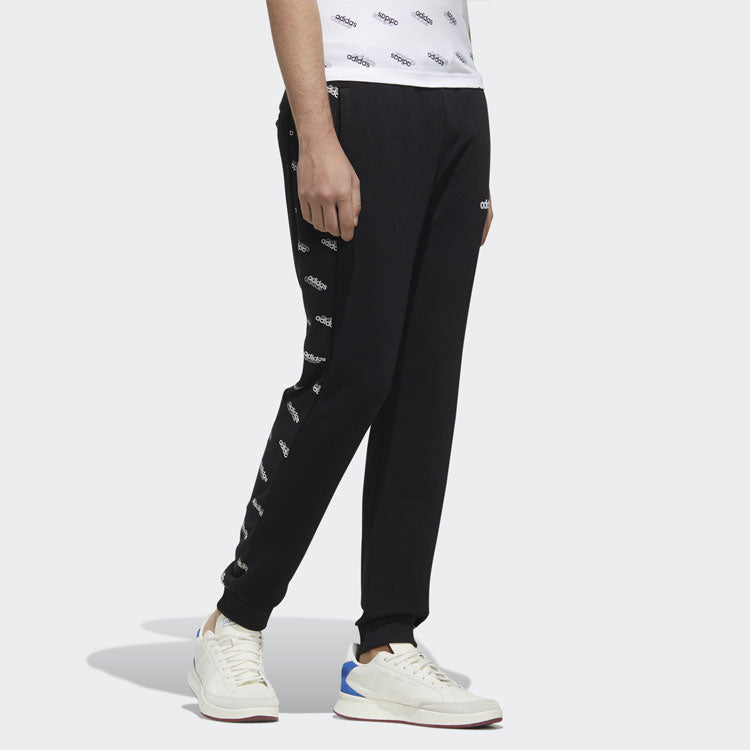 adidas Printing Splicing Knit Bundle Feet Sports Pants Black FM6076