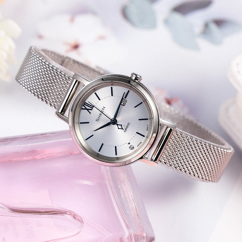CASIO SHEEN Solar Powered Quartz Waterproof Sapphire Crystal Silver Analog SHS-D300M-7APR