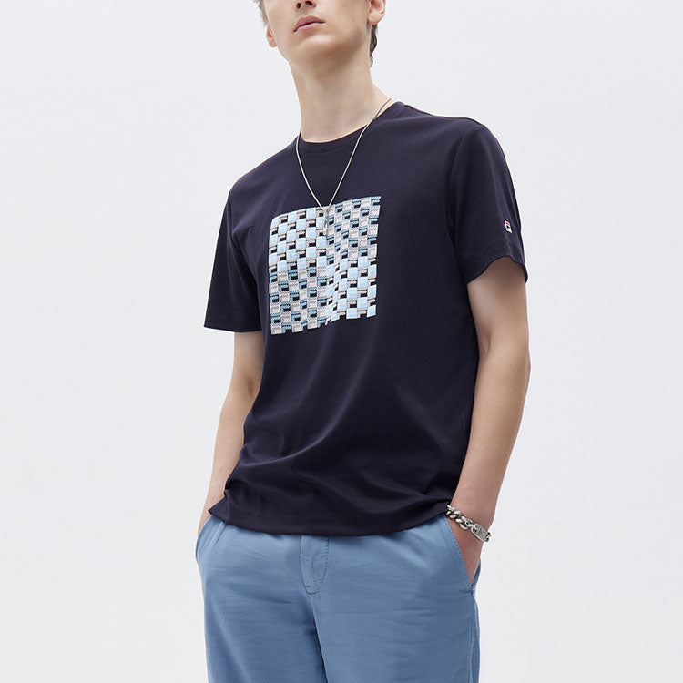FILA Logo Printing Sports Loose Short Sleeve Blue F11M121104F-NV