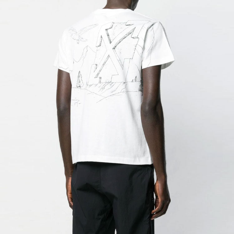 Off-White Diagonal Eagle Printing Short Sleeve White OMAA036S191850100108