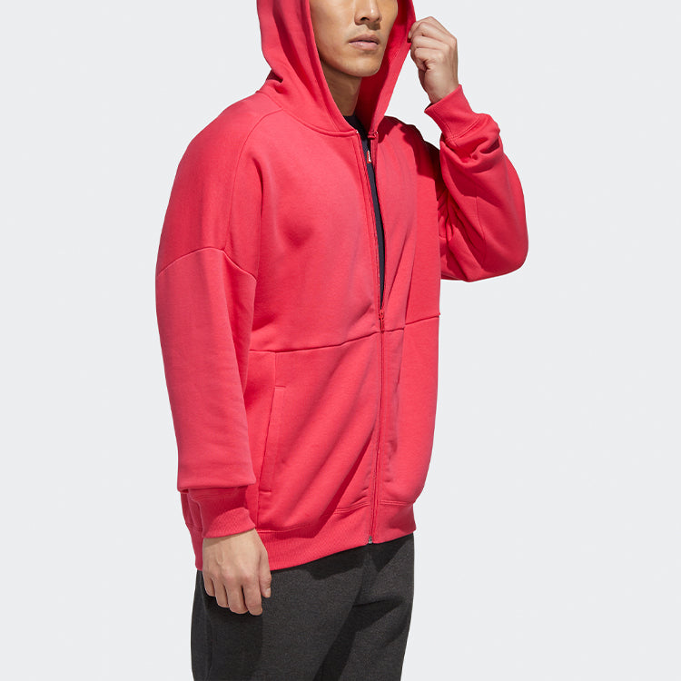 adidas M Mhs Wrd Fzswt Back Printing Fleece Stay Warm Sports Hooded Jacket Pink GE0382