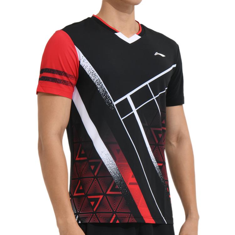 Li-Ning Badminton Series Quick Dry Training tournament Short Sleeve Black AAYS071-2