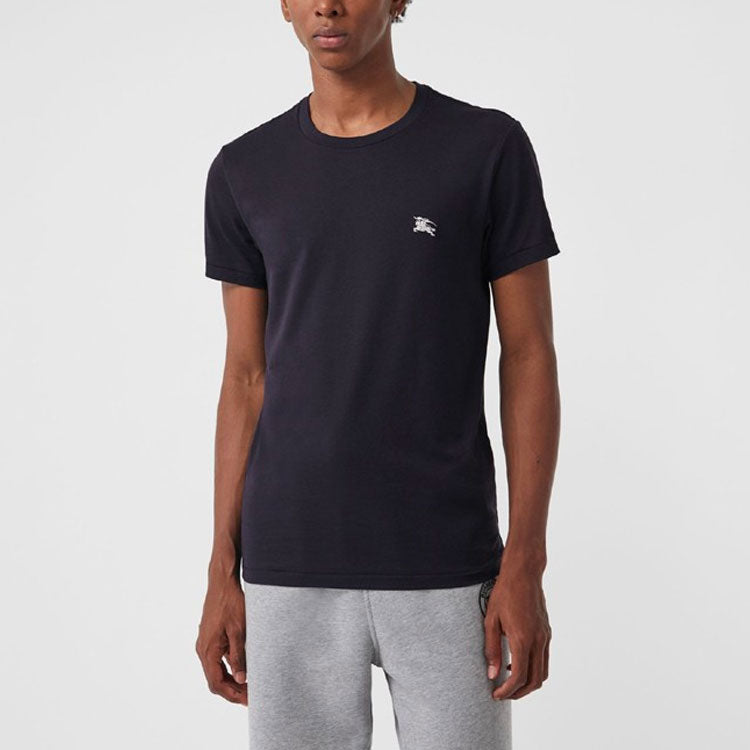 Burberry Logo Round Neck Short Sleeve Navy Blue 80038291