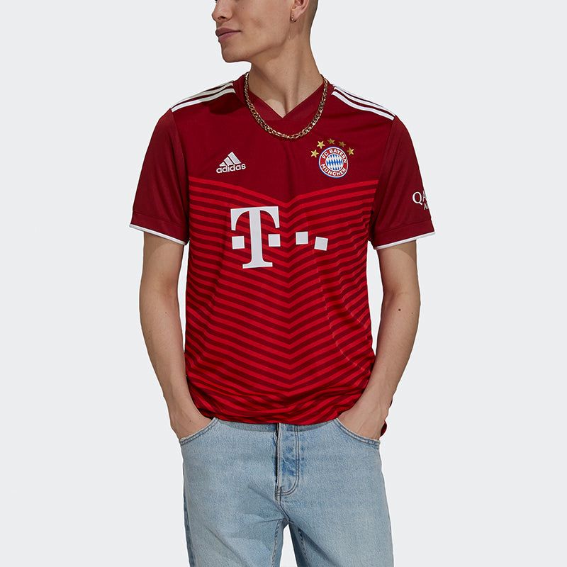 Men's adidas Fcb H Jsy Bayern Munich Black Home Fan Edition Sports Short Sleeve Soccer/Football Jersey Red GM5313