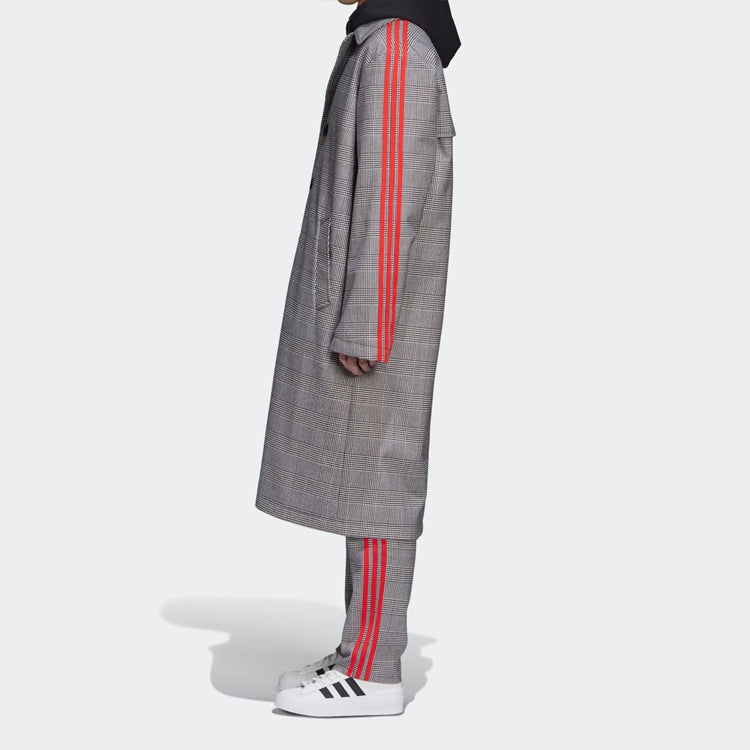 adidas originals x 424 Trench Coat Crossover Gray Plaid Long Windbreaker Gray FS6235
