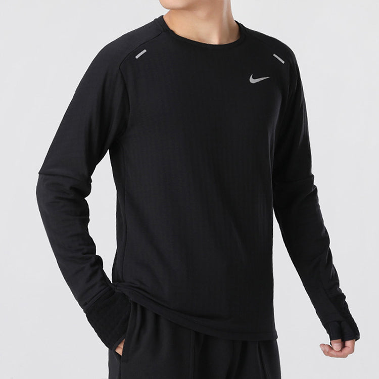 Nike Sphere Dri-Fit Running Exercise Round Long Sleeve T-Shirt Men's Black CU6084-010