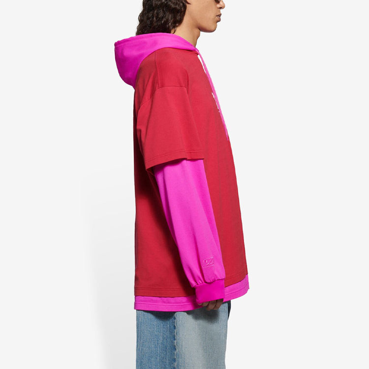 Balenciaga SS21 hooded Splicing Long Sleeves Unisex Pink Red 657037TKV826295