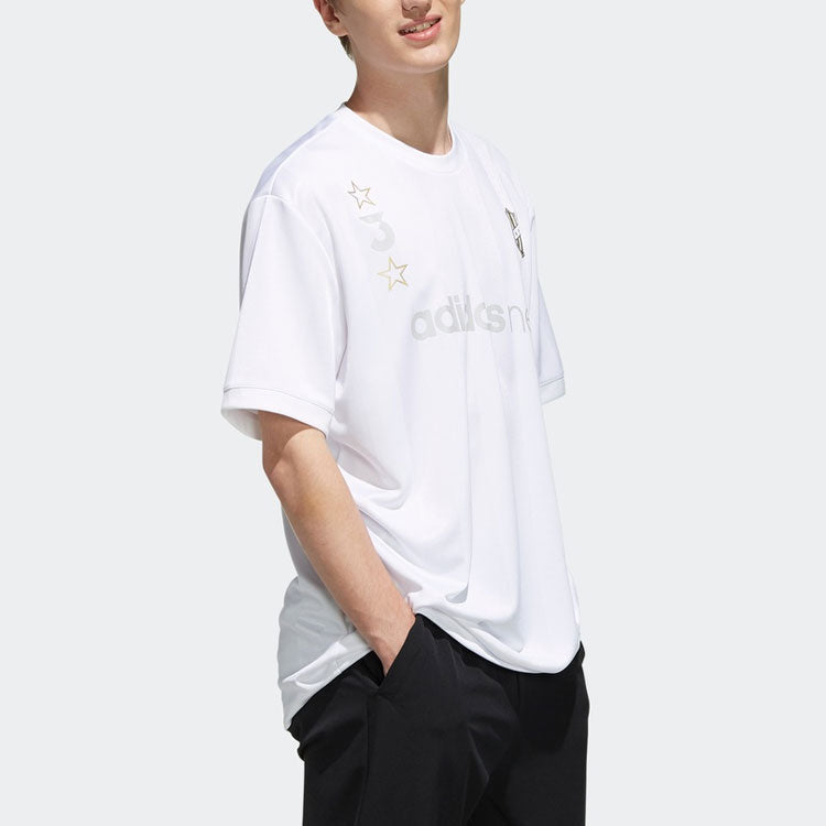 Men's adidas neo Logo Printing Sports Round Neck Short Sleeve White T-Shirt EI4518