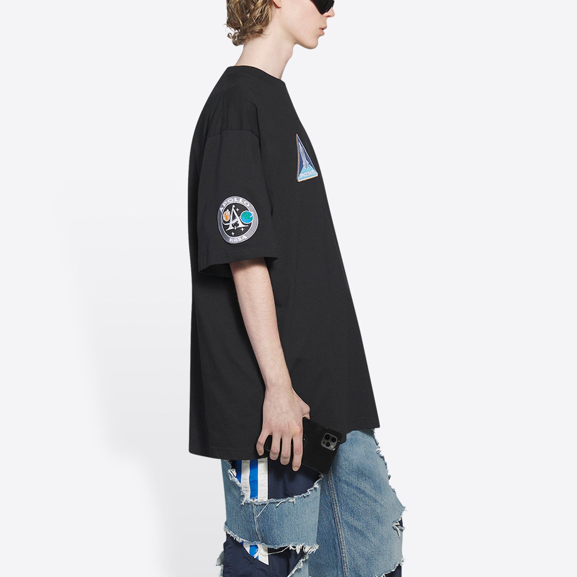 Balenciaga x NASA Crossover Space Retro Short Sleeve Tee 'Black' 651795TKVD71070