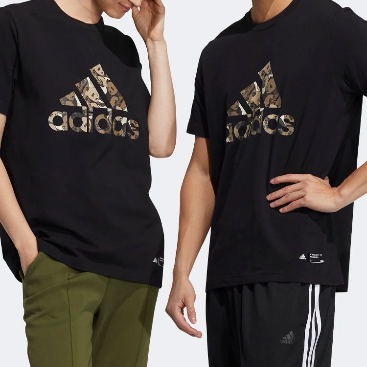 adidas China Tee M Panda Crew Neck Sports Short Sleeve Black GP1850