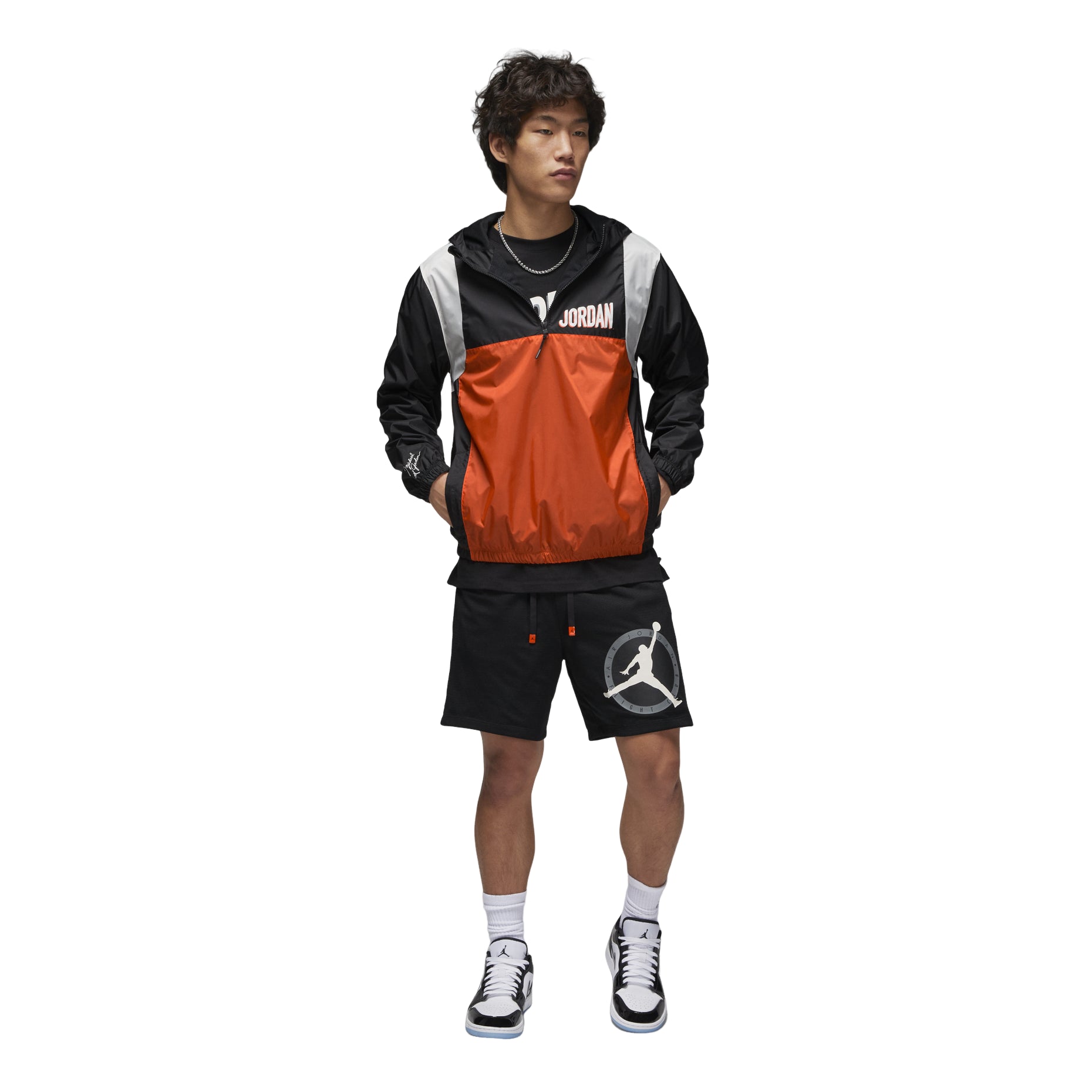 Air Jordan Flight MVP Hooded Pullover Jacket 'Black Orange' DV7601-010