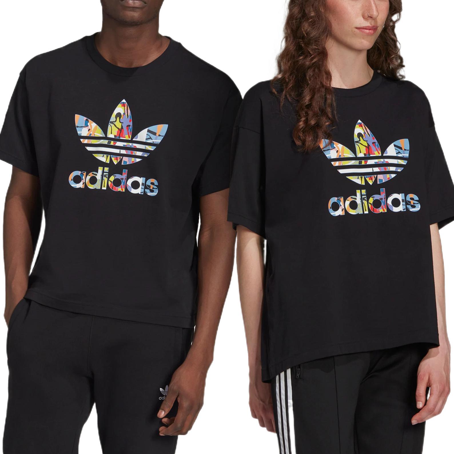 (WMNS) adidas originals Love Unites Tre Casual Breathable Fabric Multi-Color Logo Sport Short Sleeve Black HE2520