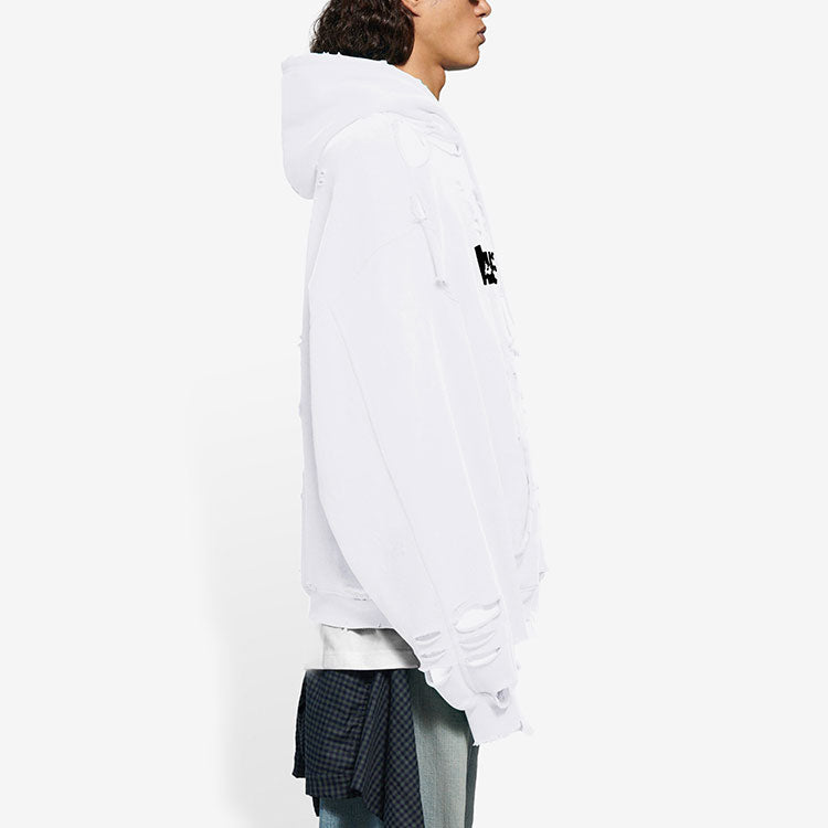 Balenciaga Caps Destroyed Hoodie 'White' 659403TKVB69040