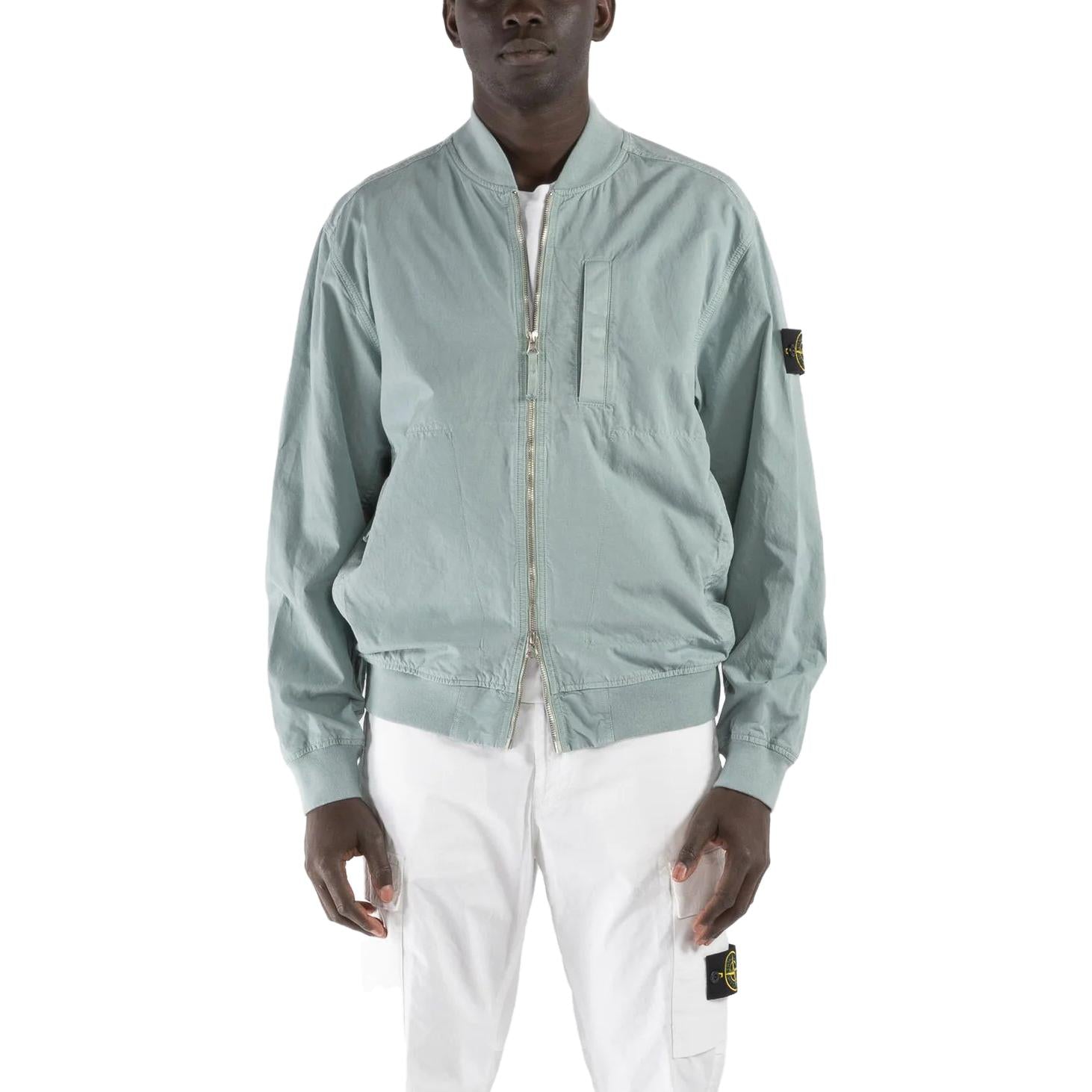 STONE ISLAND Cupro Cotton Twill Bomber Jacket 'Sky Blue' 781542629-V0041