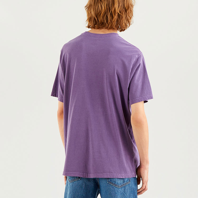 Men's Levis Logo Round Neck Pure Cotton Pullover Short Sleeve Dark Purple T-Shirt 16143-0104