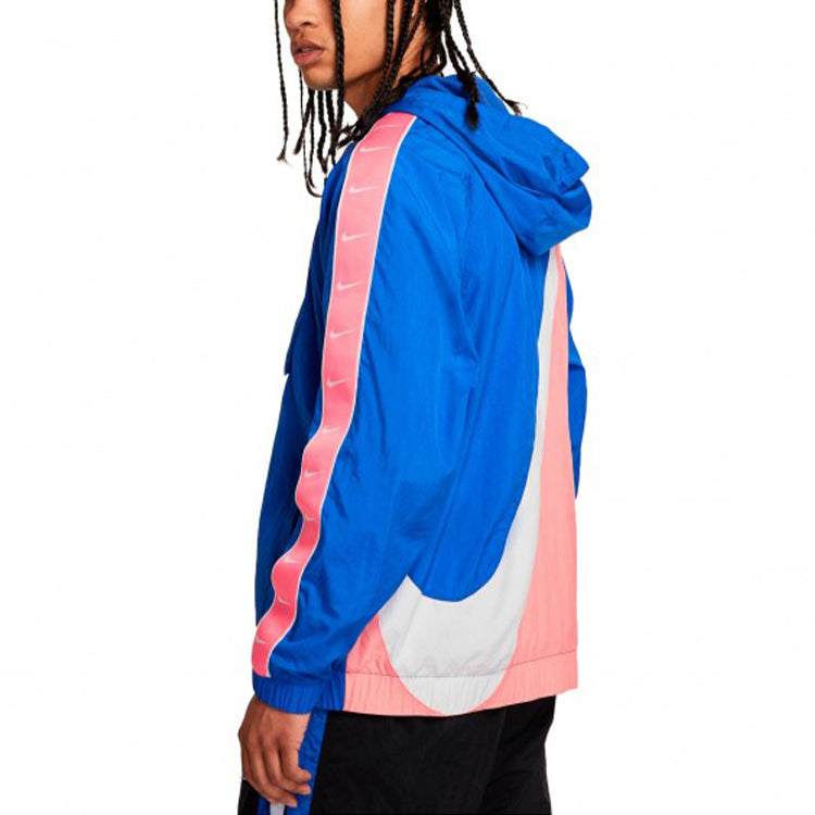 Nike Sportswear Swoosh Casual Half Zipper hooded track Jacket Blue CD0419-480