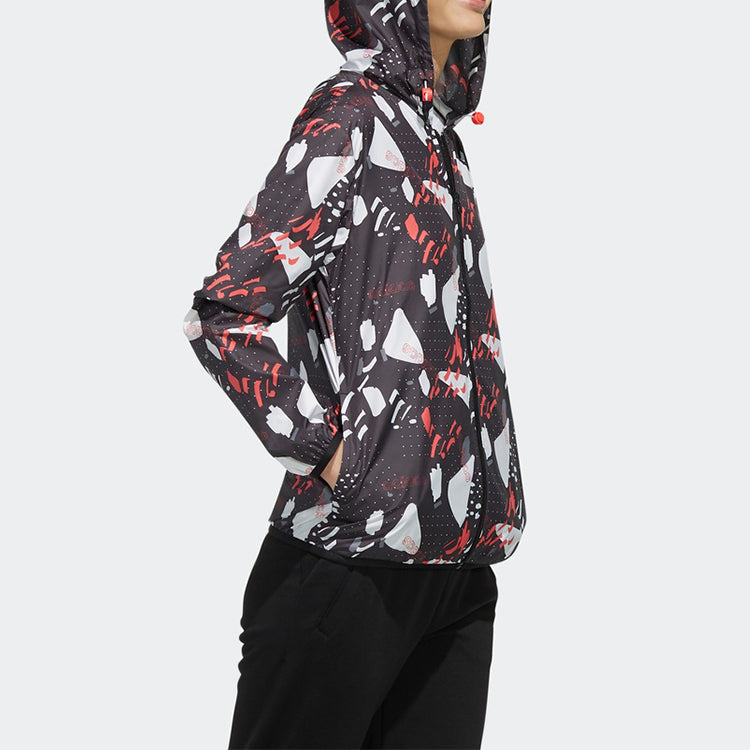 (WMNS) adidas neo Printing Hooded Jacket Black DW7813