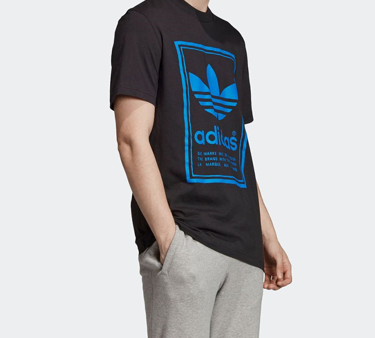adidas originals Classic Logo Sports Round Neck Short Sleeve Black ED6918