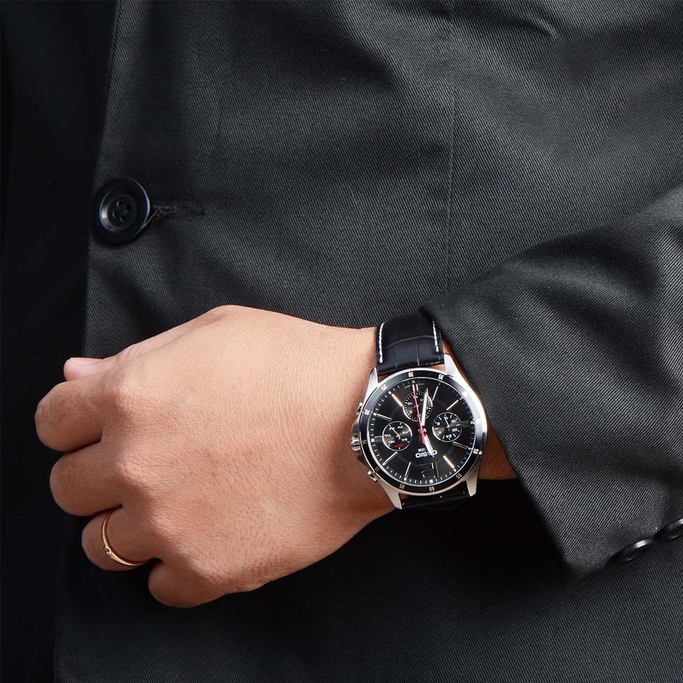 CASIO Quartz Waterproof Mens Black Analog MTP-1374L-1AV