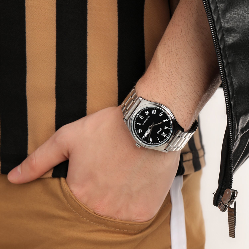 CASIO Waterproof Stainless Steel Strap Mens Silver Analog MTP-V006D-1B