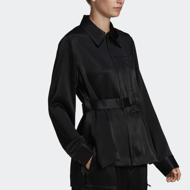 (WMNS) Y-3 Asymmetric Tunic Satin Shirt Black GK4836