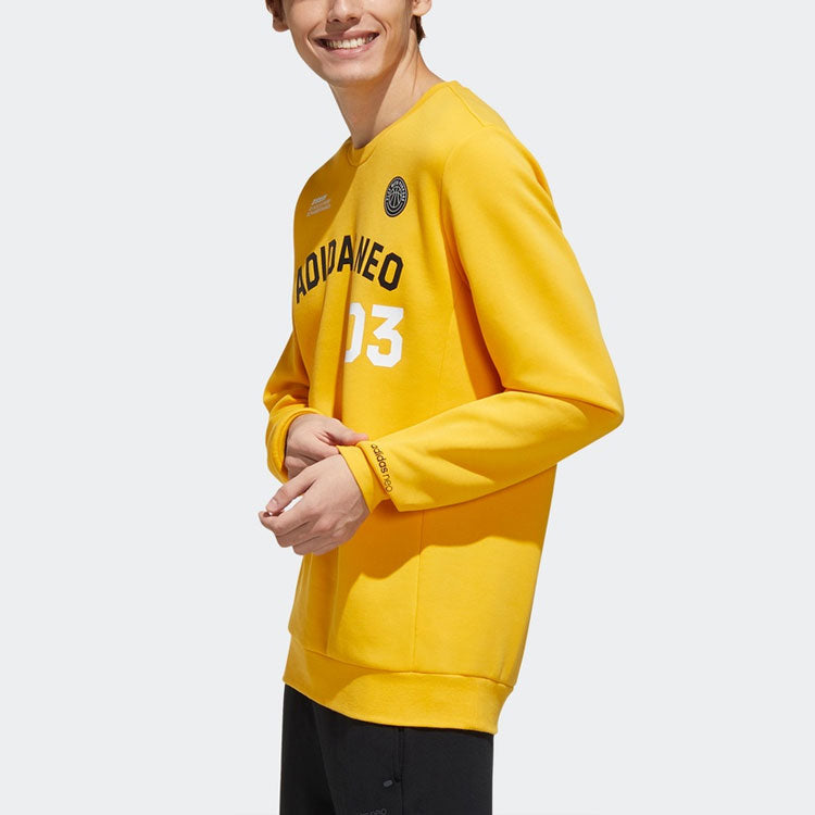 adidas neo M Cs Vrsty Sw Logo Printing Knit Sports Round Neck Pullover Yellow GJ8949