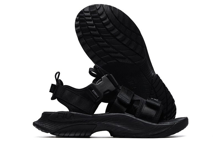 FILA Athletics Velcro Open Toe Flat Heel Sports Black Sandals A12M122607FFB