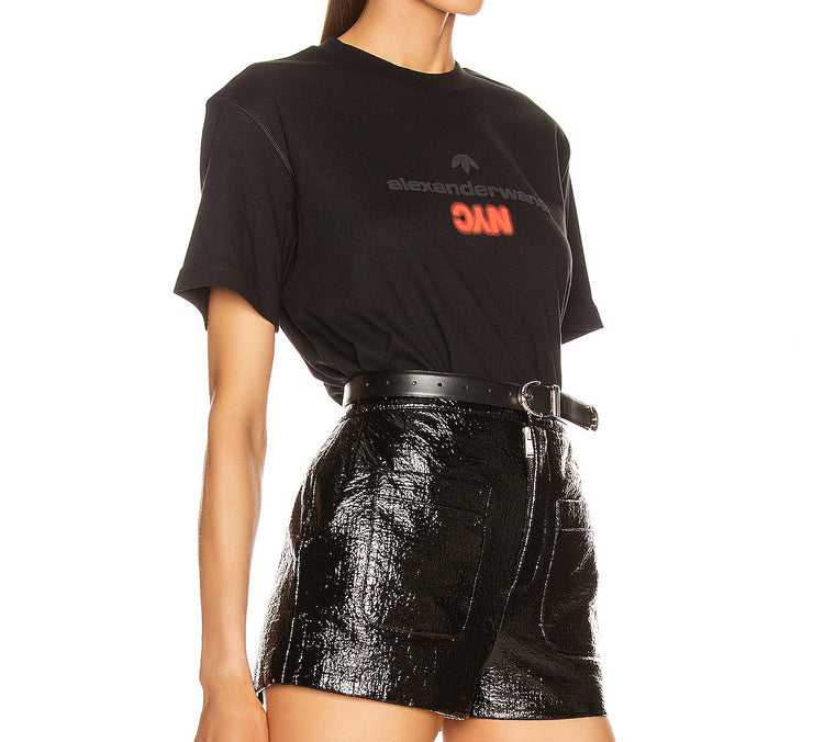 adidas Alexander wang NewYork Printing Pattern Short Sleeve Couple Style Black FI6953