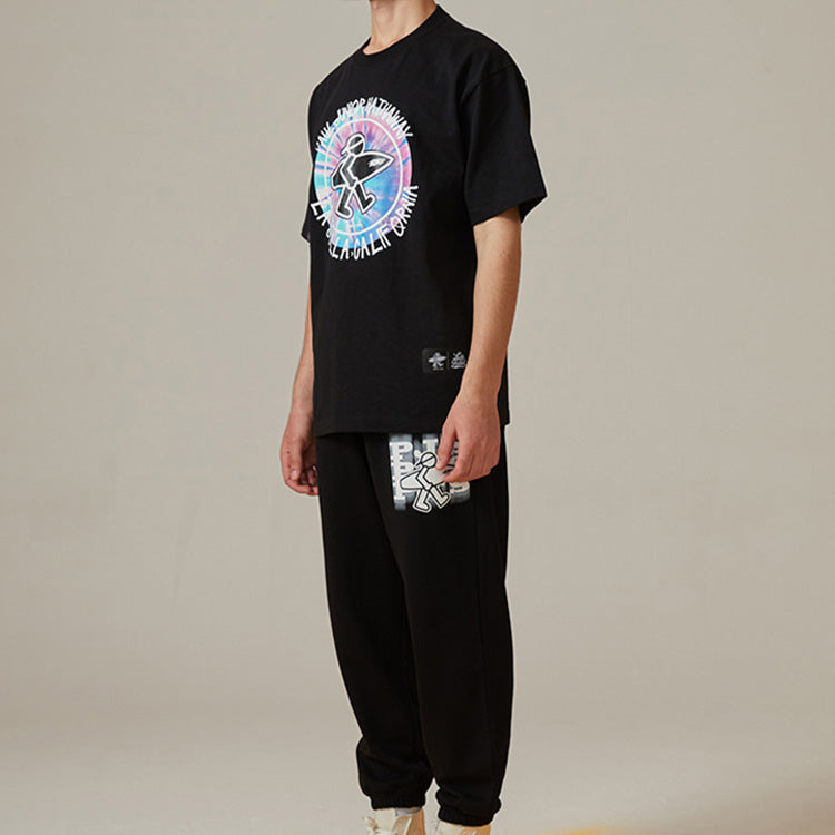 PJ's Vigor Multi-Color Pattern Printing Short Sleeve Unisex Black 20SSTS10202-P