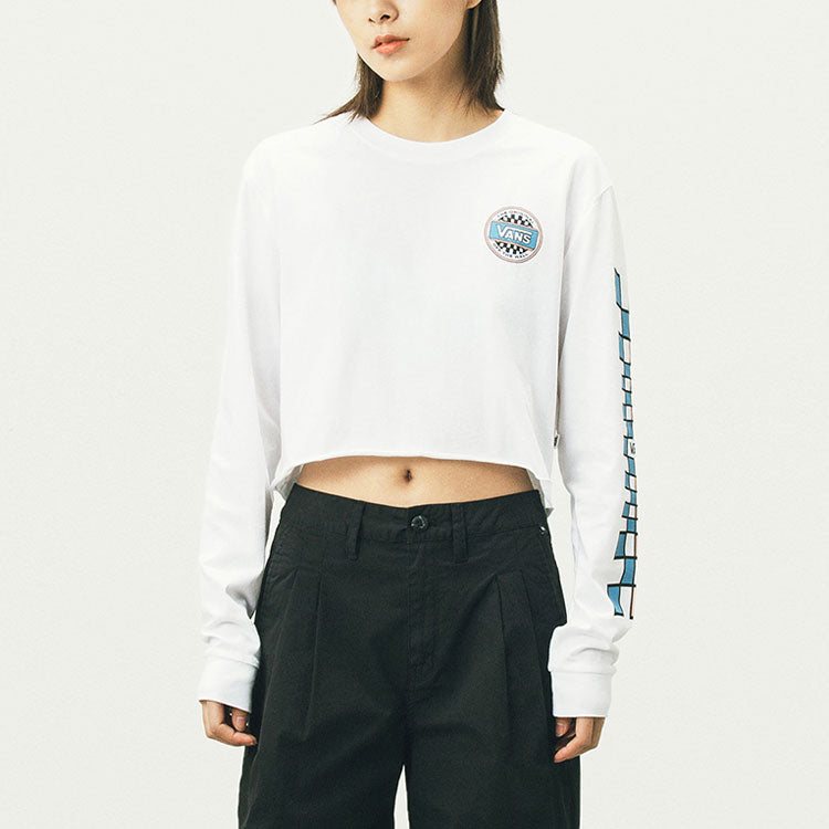 (WMNS) Vans Back Grid Logo Printing Long Sleeves White T-Shirt VN0A5DVPYB2