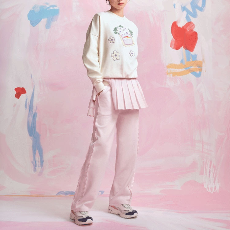 (WMNS) Skechers x XIAOLI Graphic Crew Sweater 'Grey White' L122W051