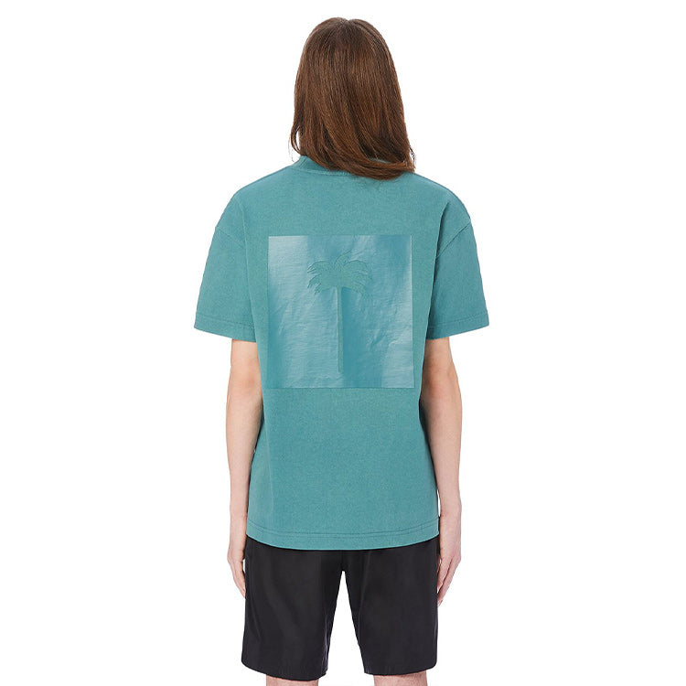 Men's PALM ANGELS Back Brown Printing Short Sleeve Green PMAA038E20JER0025959