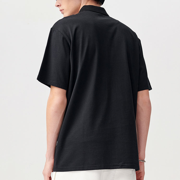 Men's FILA FUSION Casual Sports Breathable lapel Short Sleeve Polo Shirt Black T11M121118F-BK