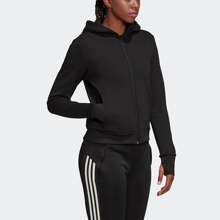 (WMNS) adidas W Ver Fz Hd Hooded Jacket 'Black White' FL4208