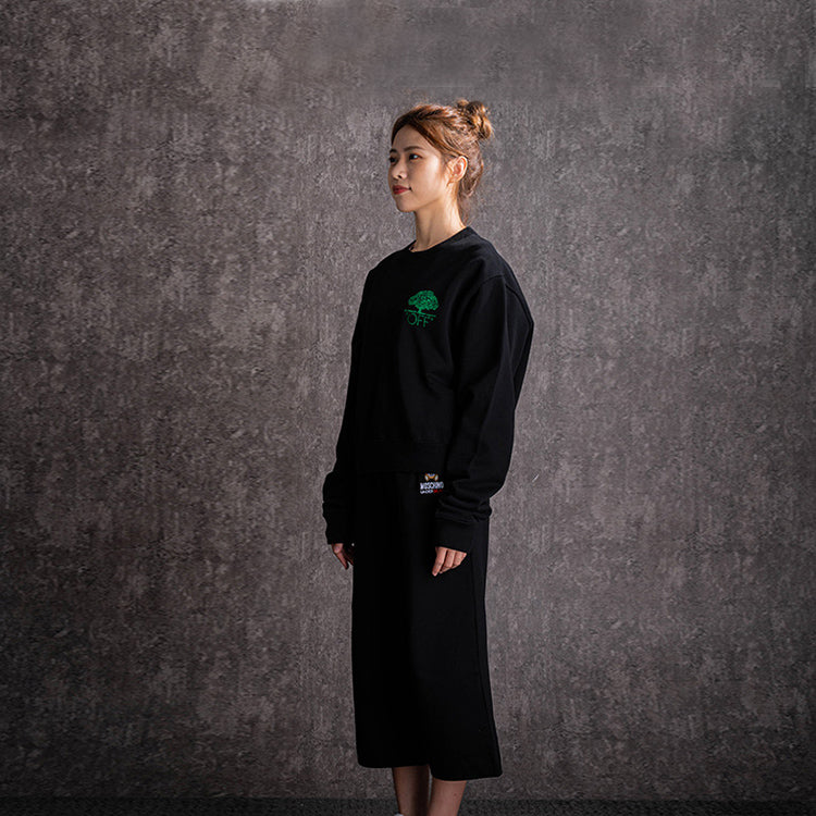 (WMNS) Off-White Cotton Arrow Printing Stylish Black Hoodie OWBA026F190030681040