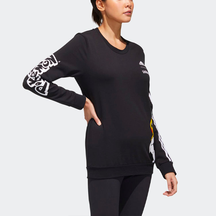 (WMNS) adidas x POKEMON Logo Printing Round-neck Swea Black GD5864