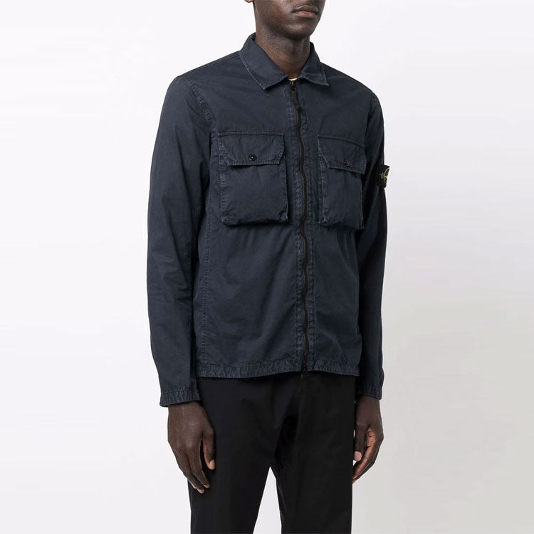 STONE ISLAND 2 Pocket Brushed Cotton Shirt Jacket 'Navy' 7515113WN-V0120