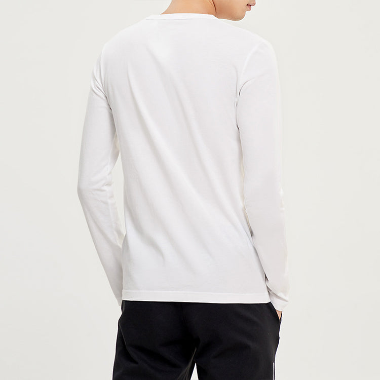 adidas neo M CE LNR LS logo Printing Round Neck Long Sleeves White EI4722