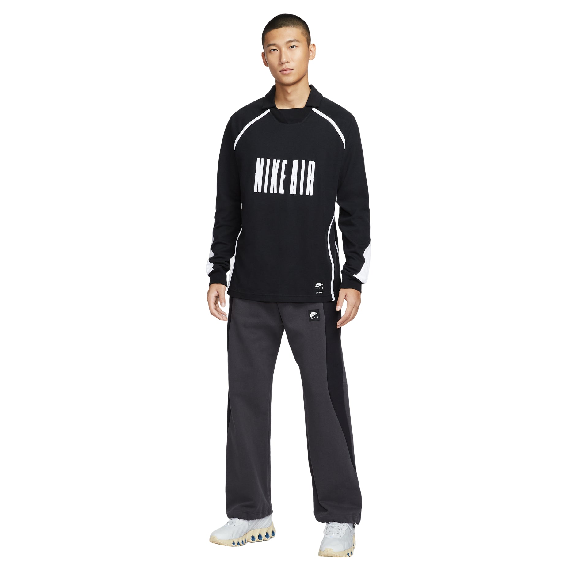 Nike Air Long Sleeve Soccer T-Shirt Asia Sizing 'Black White' HV1321-010