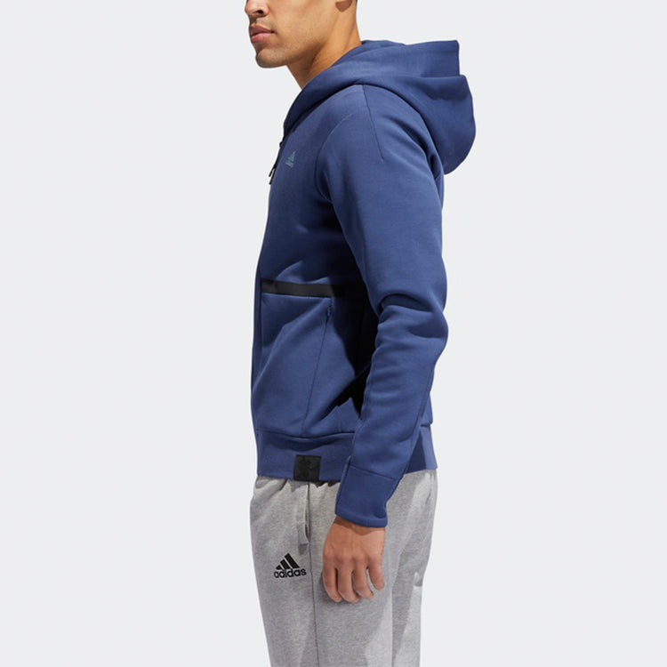 adidas logo Colorblock Casual hooded track Jacket Blue FU6255