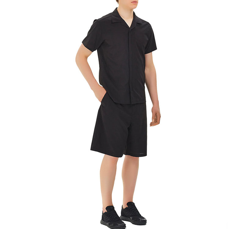 Men's Y-3 Solid Color Casual Short Sleeve Shirt Black FN5705