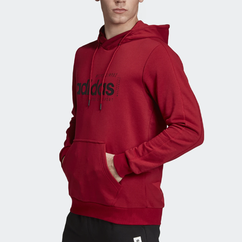adidas Alphabet Logo Printing hooded Drawstring Red EI4637
