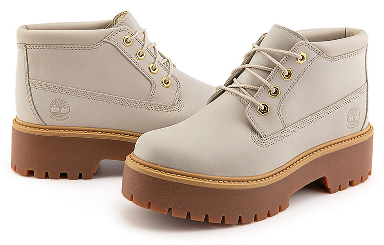 (WMNS) Timberland Stone Street Mid Lace Up Waterproof Boots 'White Nubuck' A64FRW